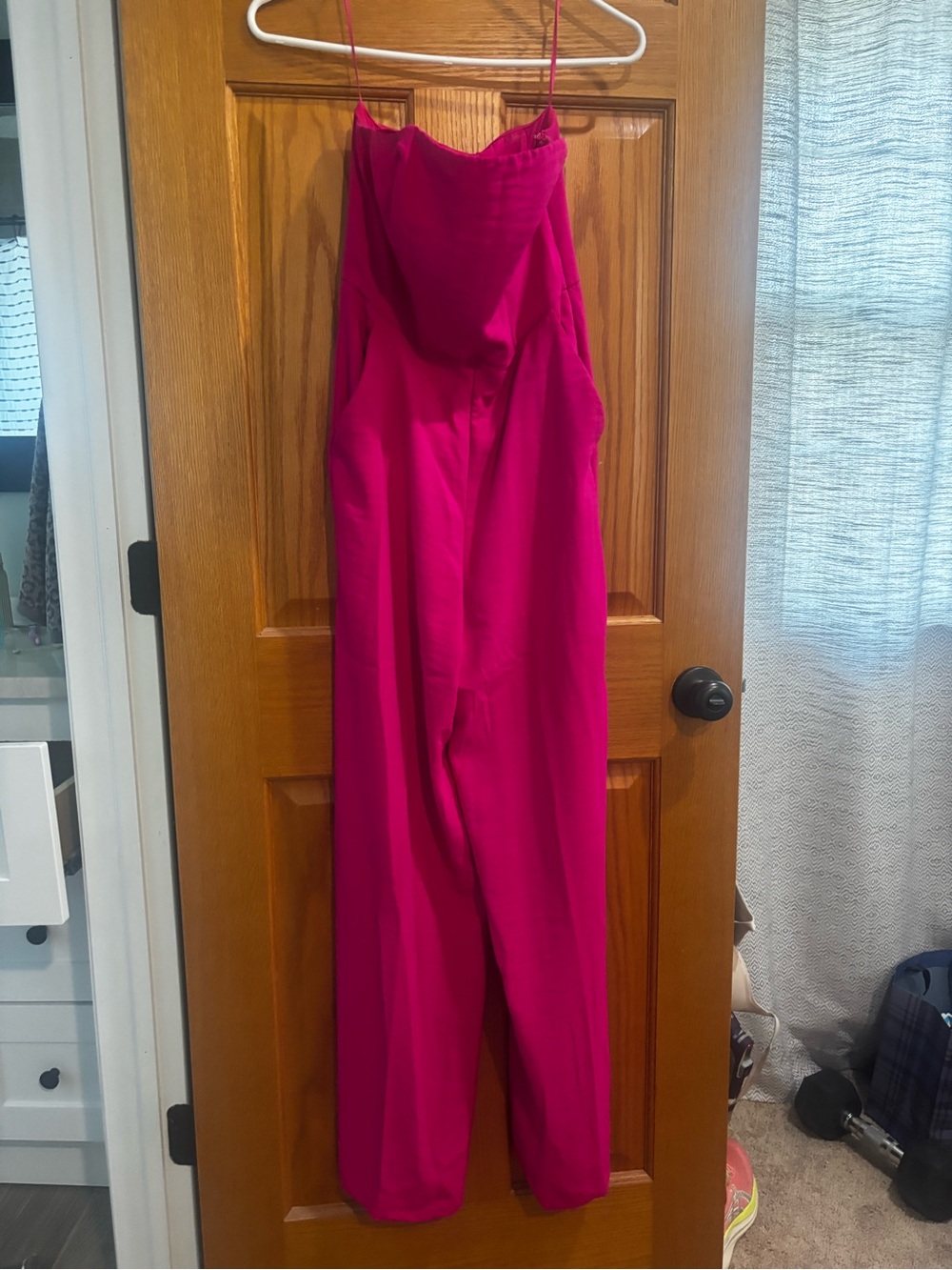 Express Fuchsia Strapless Jumpsuit